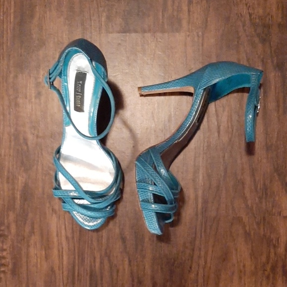 White House Black Market Shoes - WHBM Croc Embossed Sandal Heels